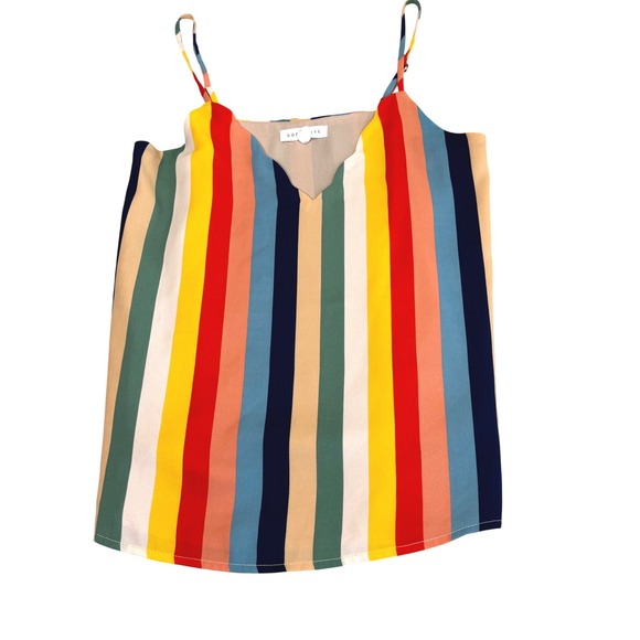 Socialite Tops - Socialite Camisole Top XS Rainbow Striped VNeck Colorful Summer Fun Multi-Color